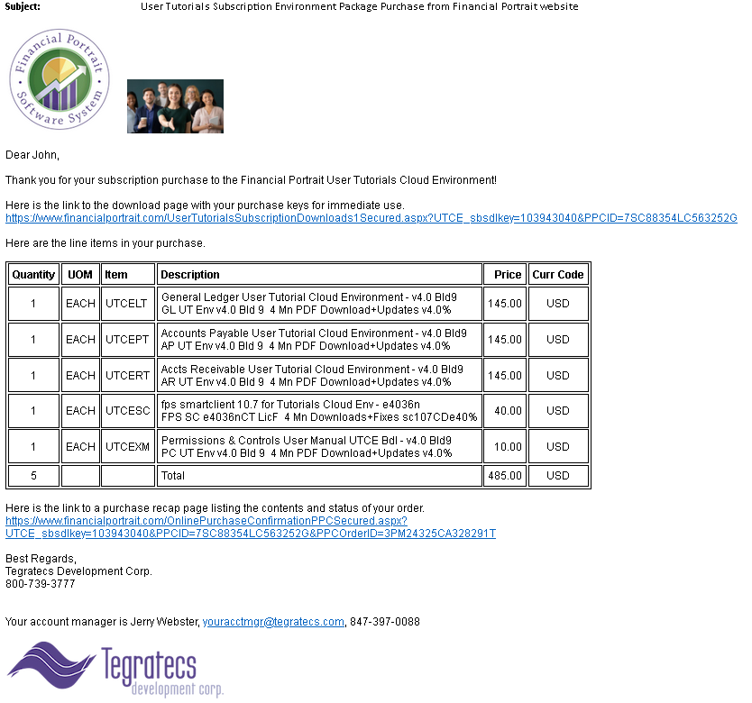 GR-TCP - Purchase Confirmation Email Example